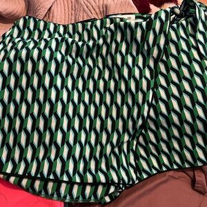 Diane Von Furstenberg Asymmetrical Skirt in Green and Black